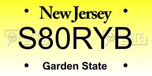 S80RYB New Jersey License Plate