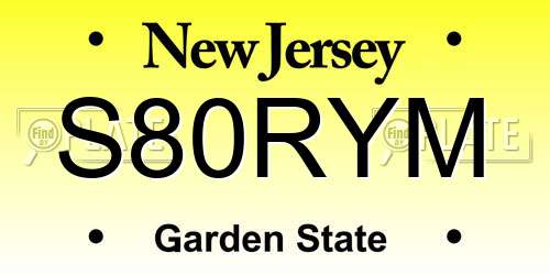 S80RYM New Jersey License Plate