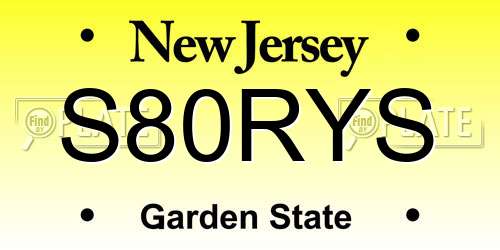 S80RYS New Jersey License Plate