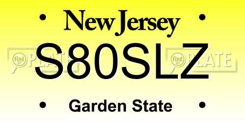 S80SLZ New Jersey License Plate