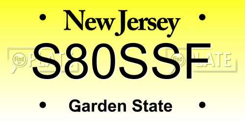 S80SSF New Jersey License Plate