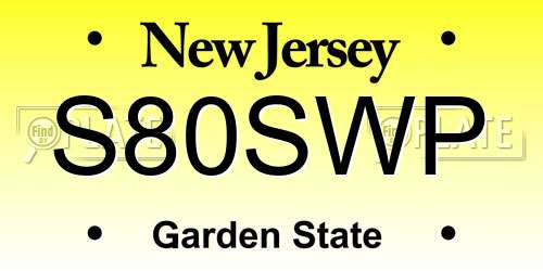 S80SWP New Jersey License Plate