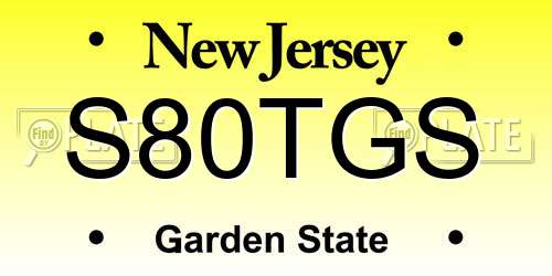 S80TGS New Jersey License Plate