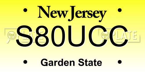 S80UCC New Jersey License Plate