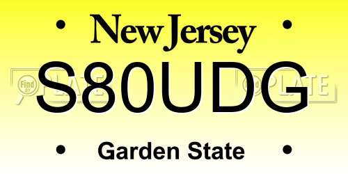 S80UDG New Jersey License Plate