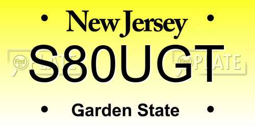 S80UGT New Jersey License Plate