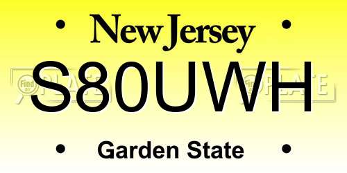 S80UWH New Jersey License Plate