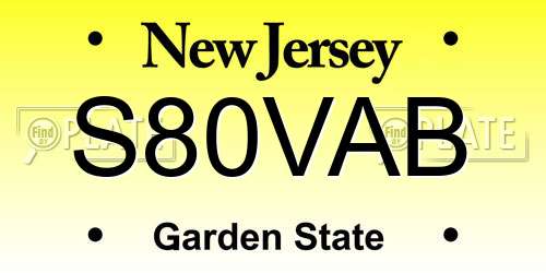 S80VAB New Jersey License Plate
