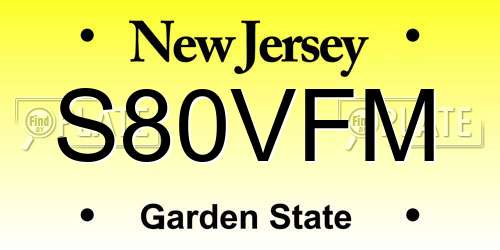 S80VFM New Jersey License Plate
