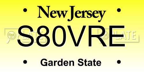 S80VRE New Jersey License Plate