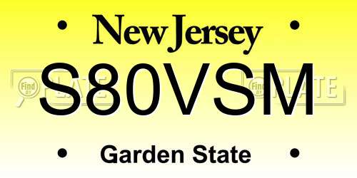S80VSM New Jersey License Plate
