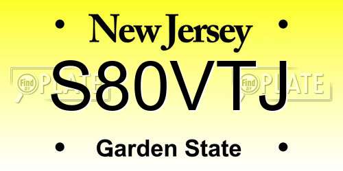 S80VTJ New Jersey License Plate