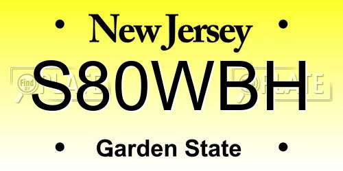 S80WBH New Jersey License Plate