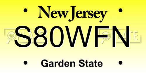 S80WFN New Jersey License Plate