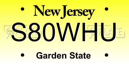 S80WHU New Jersey License Plate