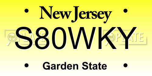 S80WKY New Jersey License Plate