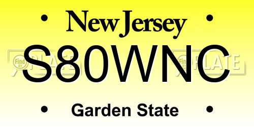 S80WNC New Jersey License Plate