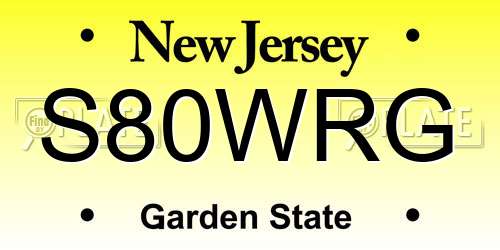 S80WRG New Jersey License Plate