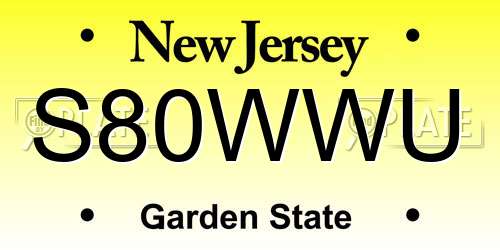 S80WWU New Jersey License Plate