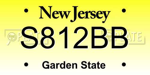 S812BB New Jersey License Plate