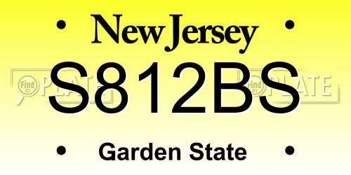 S812BS New Jersey License Plate