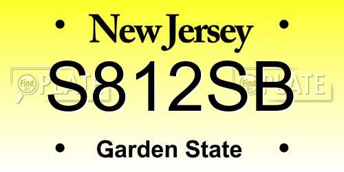 S812SB New Jersey License Plate