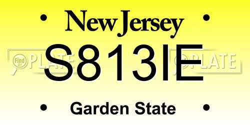 S813IE New Jersey License Plate