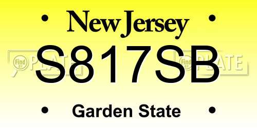 S817SB New Jersey License Plate