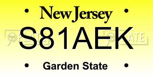 S81AEK New Jersey License Plate