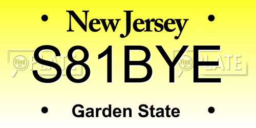 S81BYE New Jersey License Plate