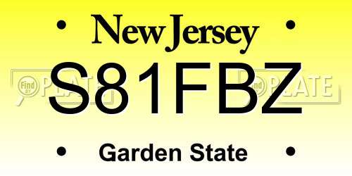 S81FBZ New Jersey License Plate