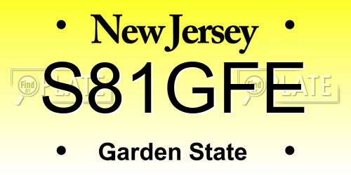S81GFE New Jersey License Plate