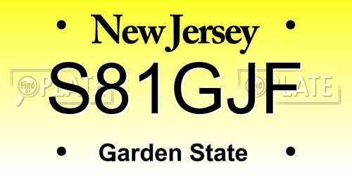 S81GJF New Jersey License Plate