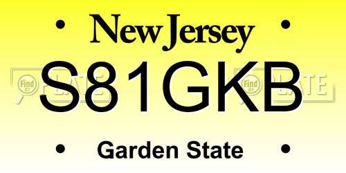 S81GKB New Jersey License Plate