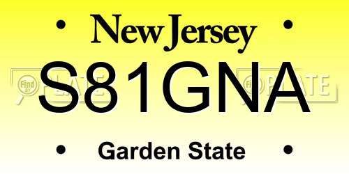 S81GNA New Jersey License Plate