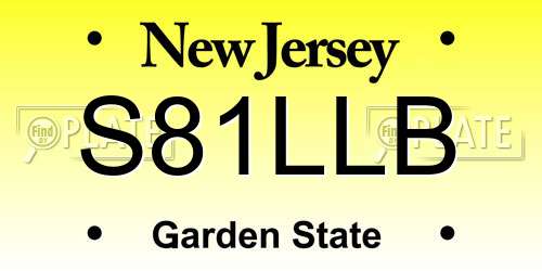 S81LLB New Jersey License Plate