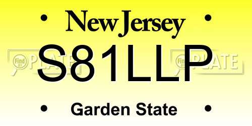 S81LLP New Jersey License Plate
