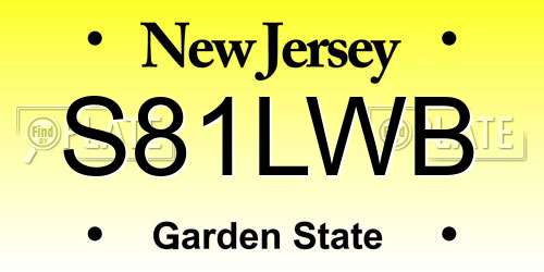 S81LWB New Jersey License Plate