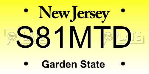 S81MTD New Jersey License Plate