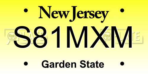 S81MXM New Jersey License Plate
