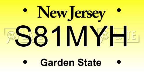 S81MYH New Jersey License Plate