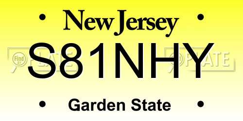 S81NHY New Jersey License Plate
