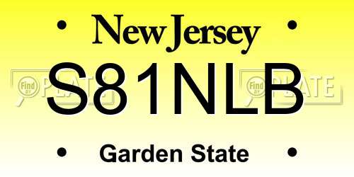 S81NLB New Jersey License Plate