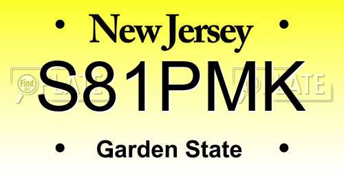 S81PMK New Jersey License Plate