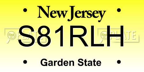 S81RLH New Jersey License Plate