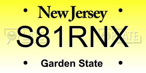S81RNX New Jersey License Plate