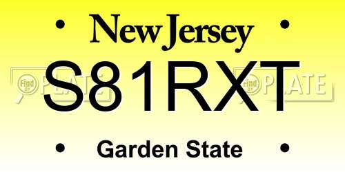 S81RXT New Jersey License Plate