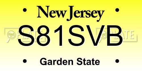 S81SVB New Jersey License Plate