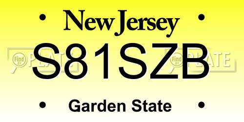 S81SZB New Jersey License Plate