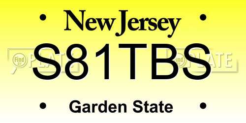 S81TBS New Jersey License Plate